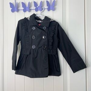 NWOT Pink Platinum toddler girl’s black leopard print peacoat rain jacket 3T